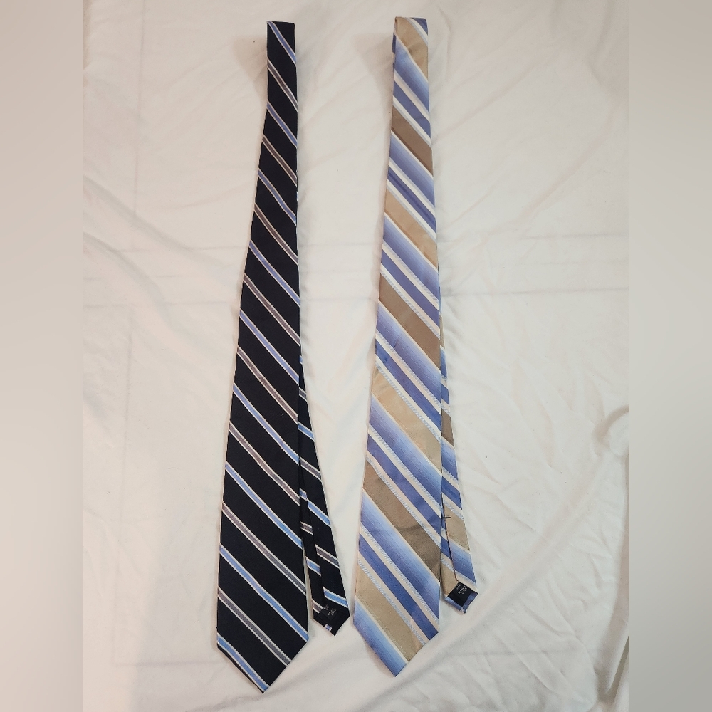 2 Axcess Men's Ties 100% Silk Blue Striped